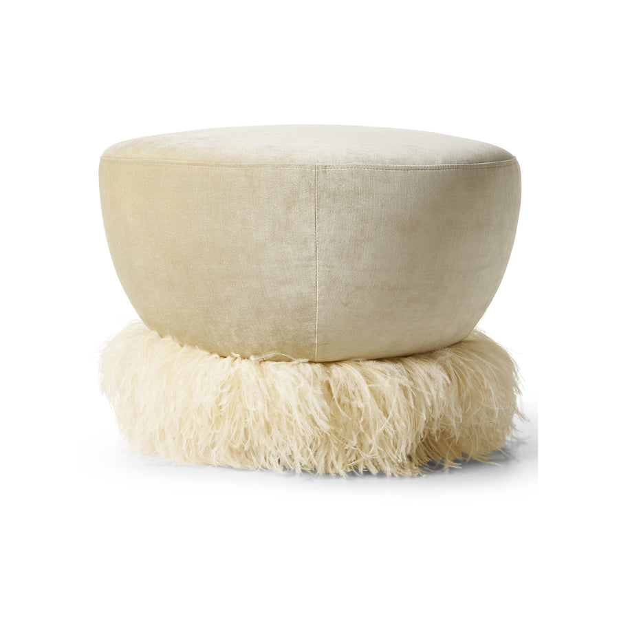 Ostrich Fluff Ottoman Cream Velvet Medium
