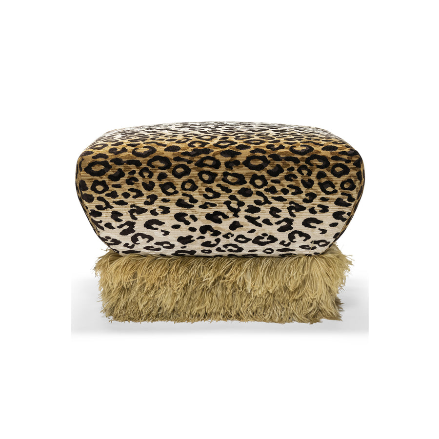 Ostrich Fluff Leopard Ottoman - Egg Designs