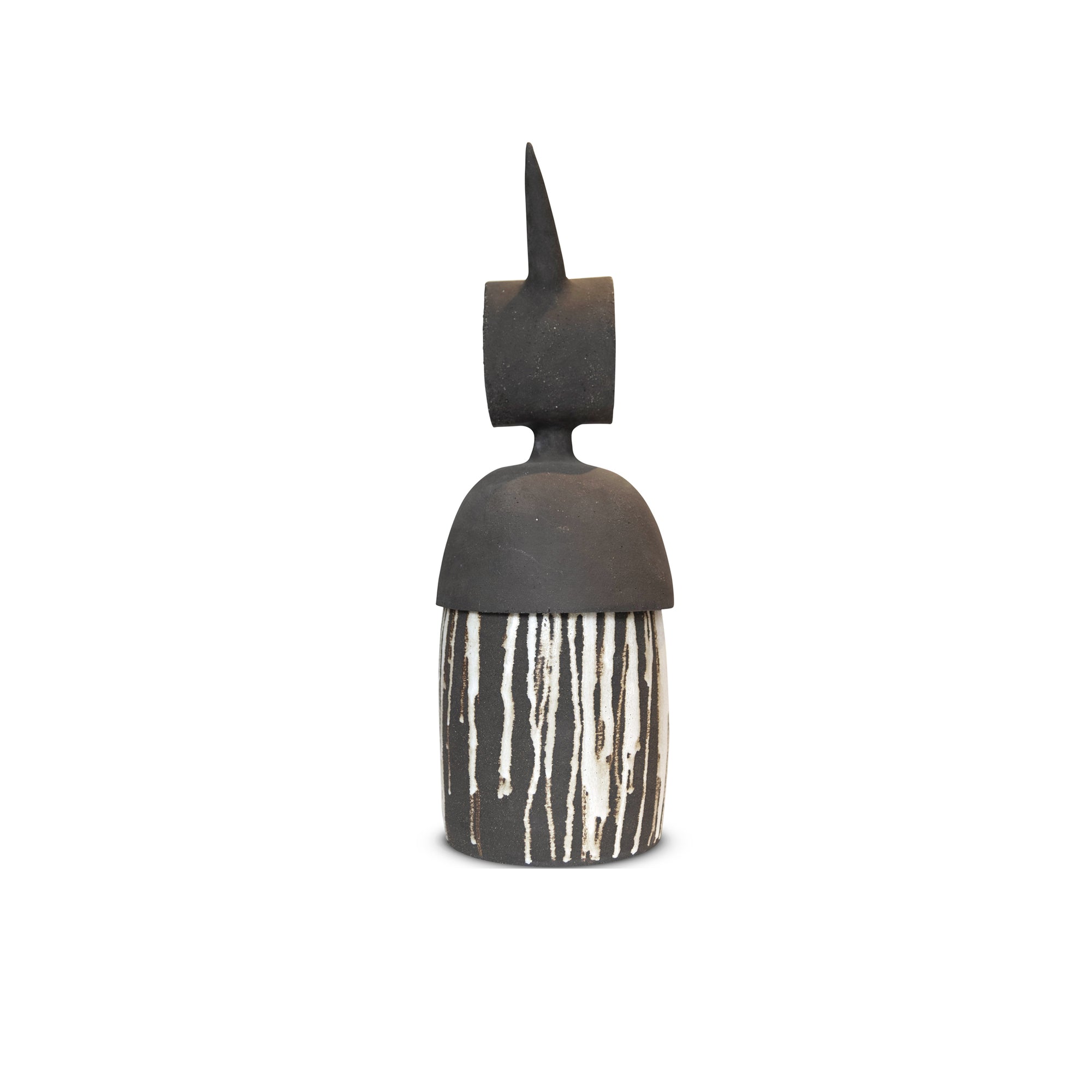 Gazella Sculpture #3 – Black Clay with White Glaze