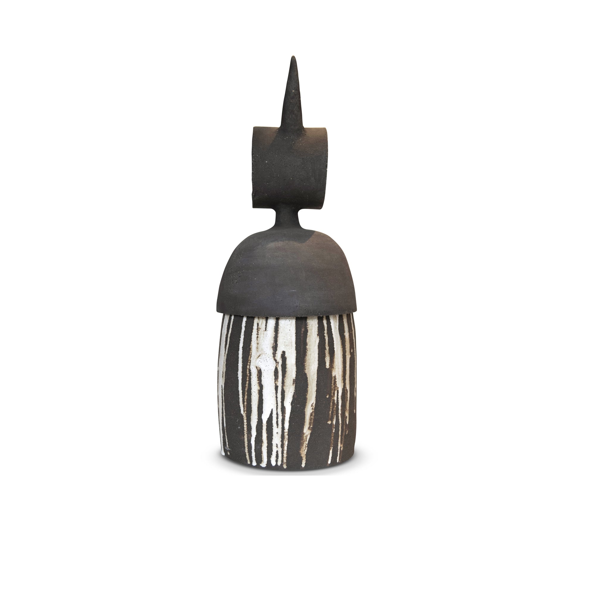 Gazella Sculpture #3 – Black Clay with White Glaze