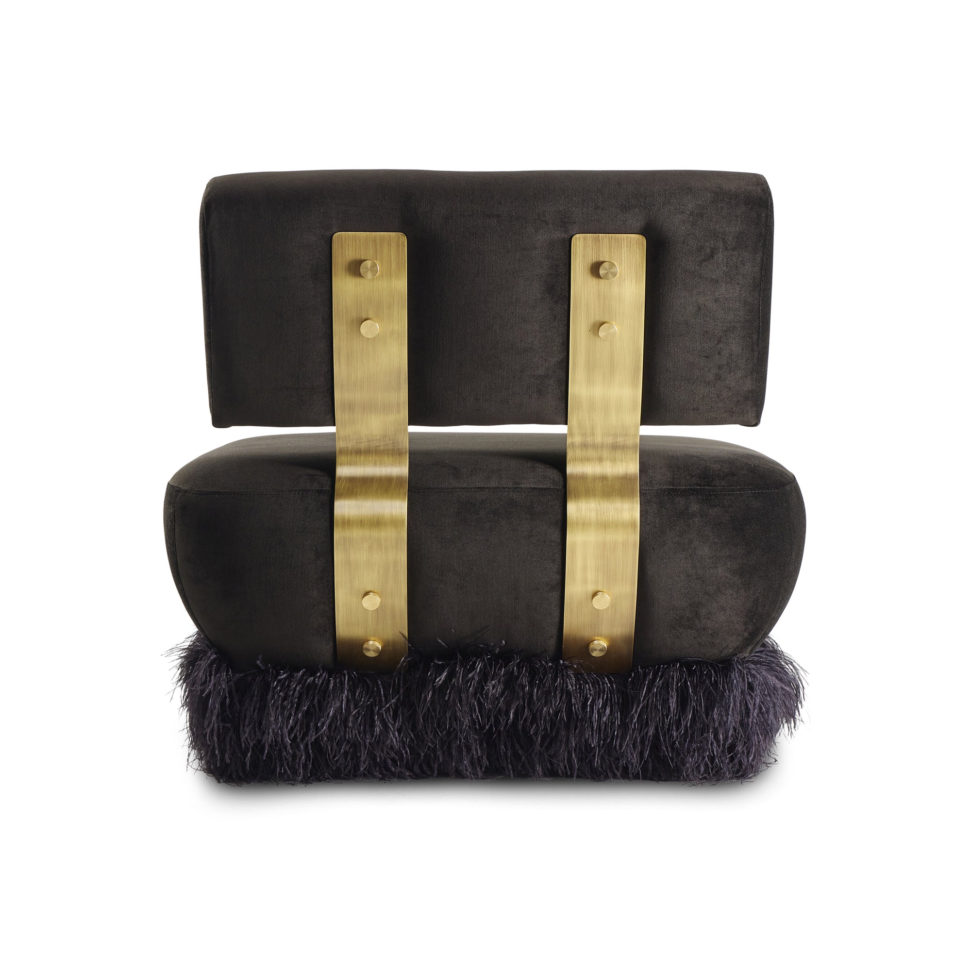Ostrich Fluff Lounge Chair Black