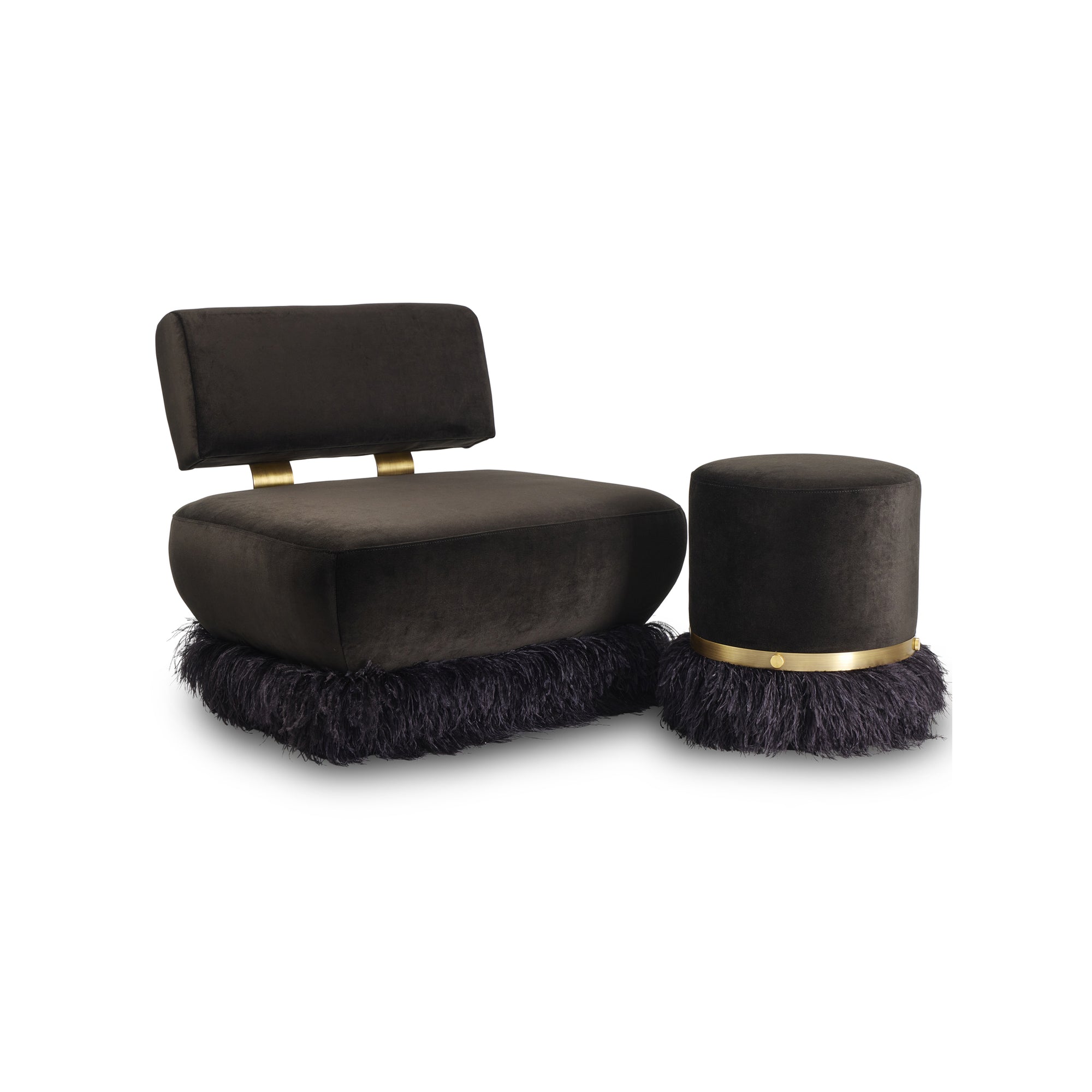 Ostrich Fluff Lounge Chair Black