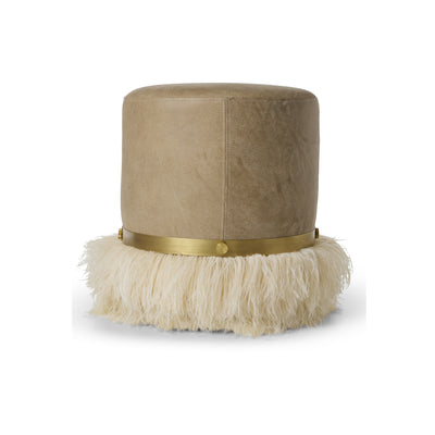 Ostrich Fluff Pouf Cream Leather