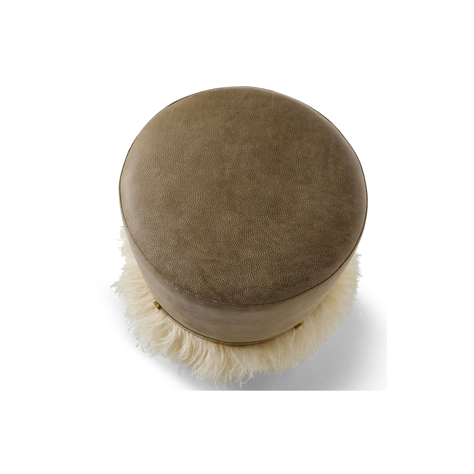 Ostrich Fluff Pouf Cream Leather