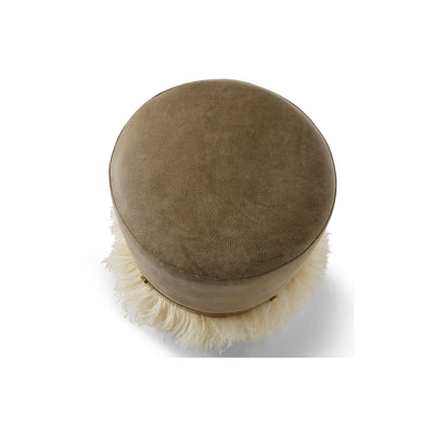 Ostrich Fluff Pouf Cream Leather