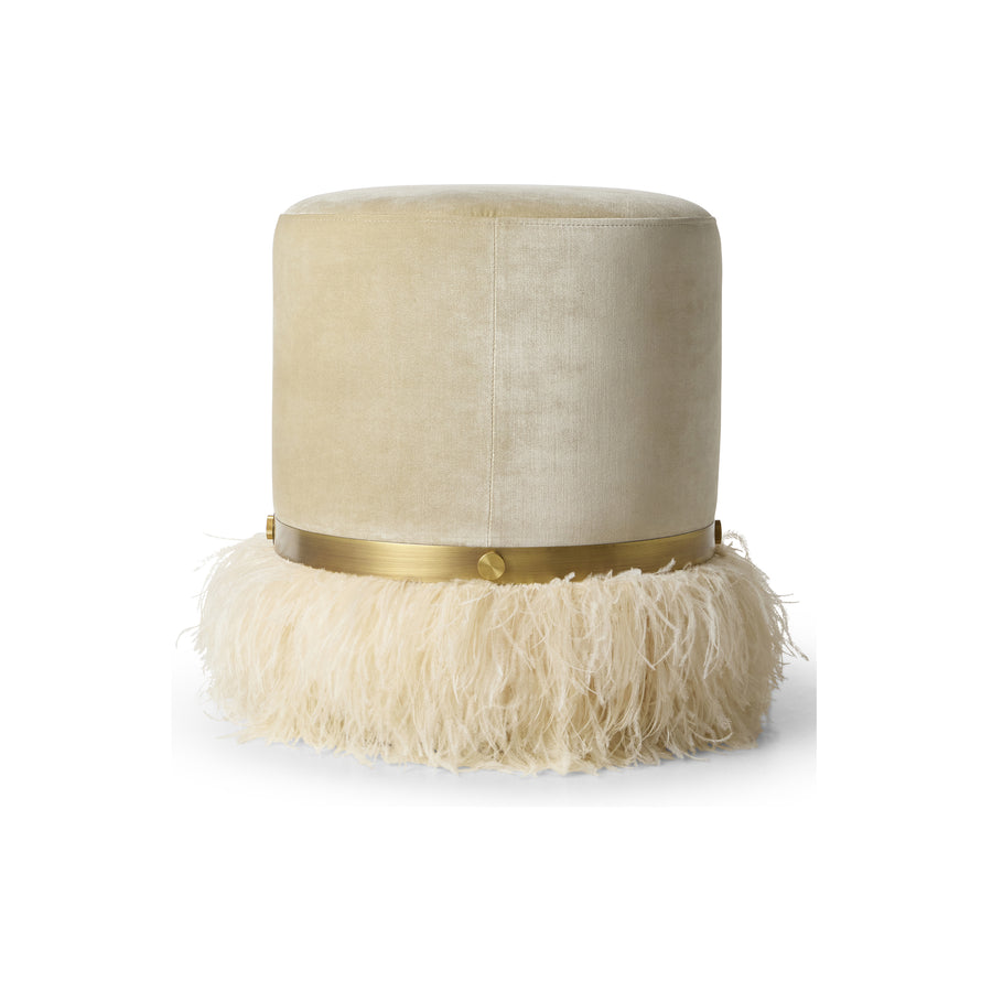 Ostrich Fluff Pouf Cream Velvet
