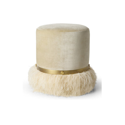 Ostrich Fluff Pouf Cream Velvet