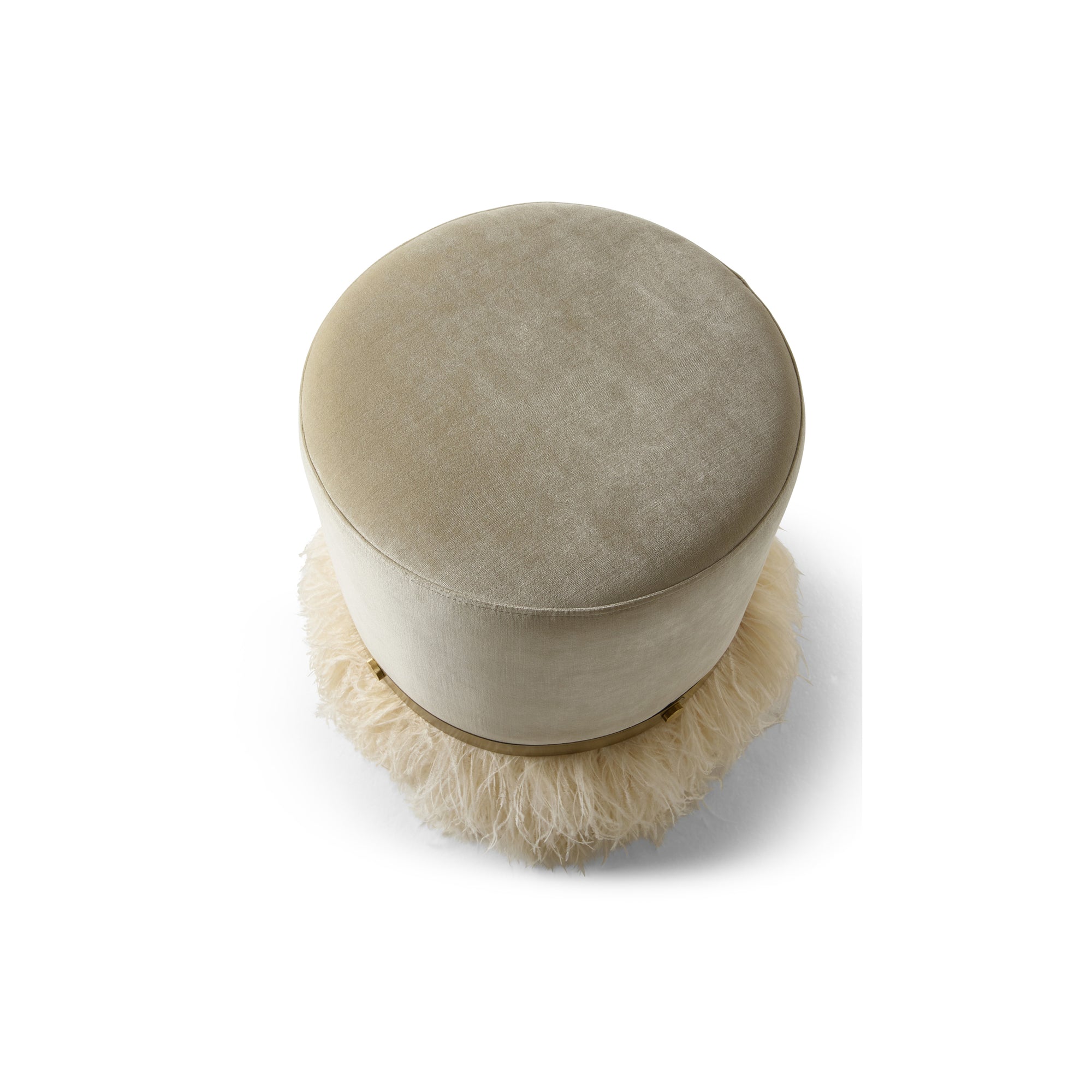 Ostrich Fluff Pouf Cream Velvet