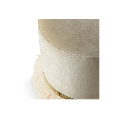 Ostrich Fluff Pouf Cream Velvet