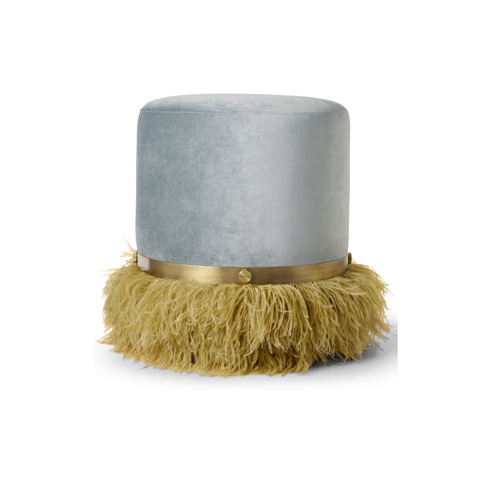 Ostrich Fluff Pouf Ocean Velvet