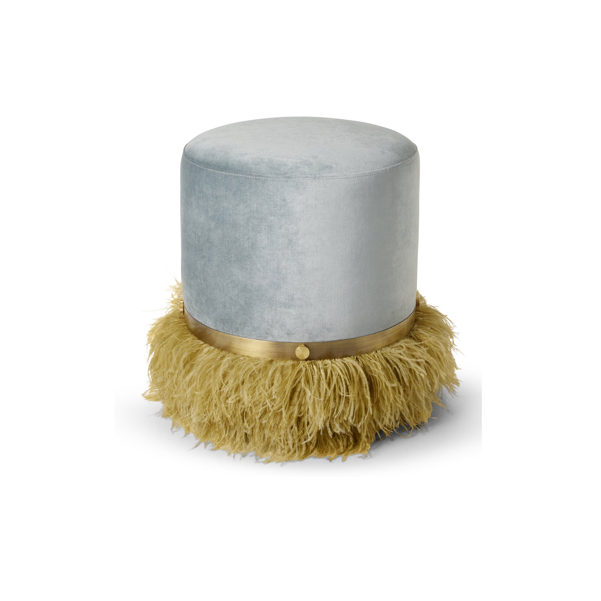 Ostrich Fluff Pouf Ocean Velvet