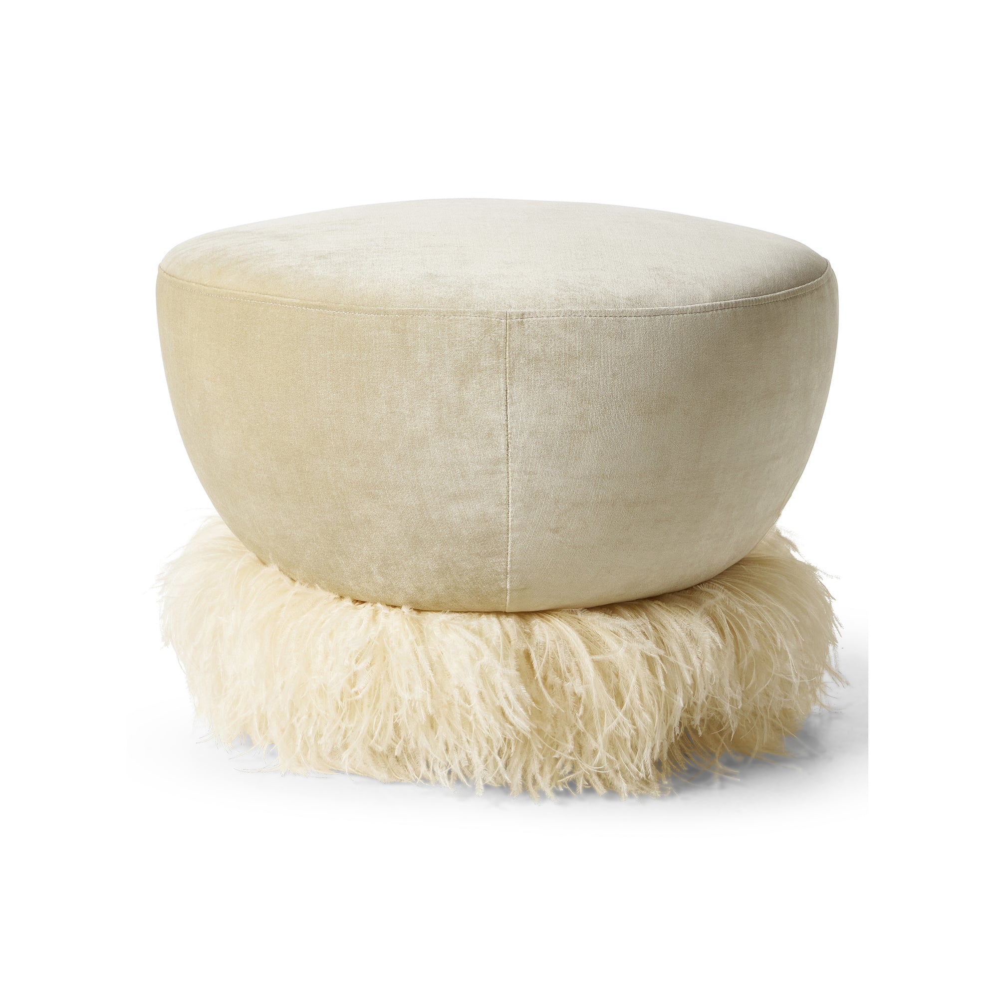 Ostrich Fluff Ottoman Cream Velvet Medium