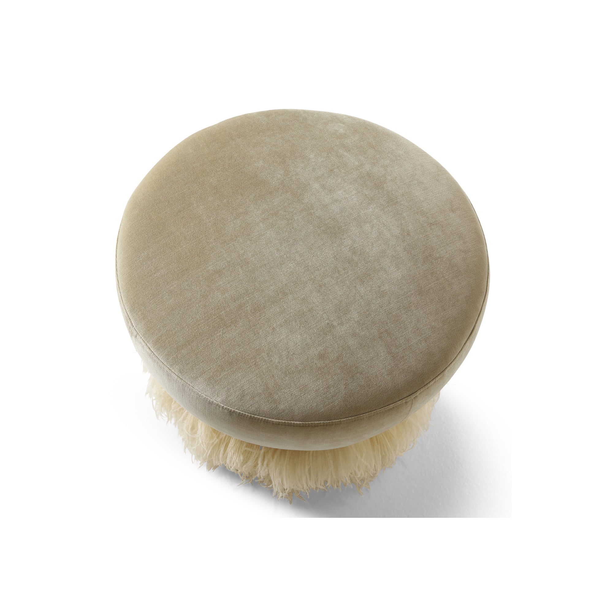 Ostrich Fluff Ottoman Cream Velvet Medium