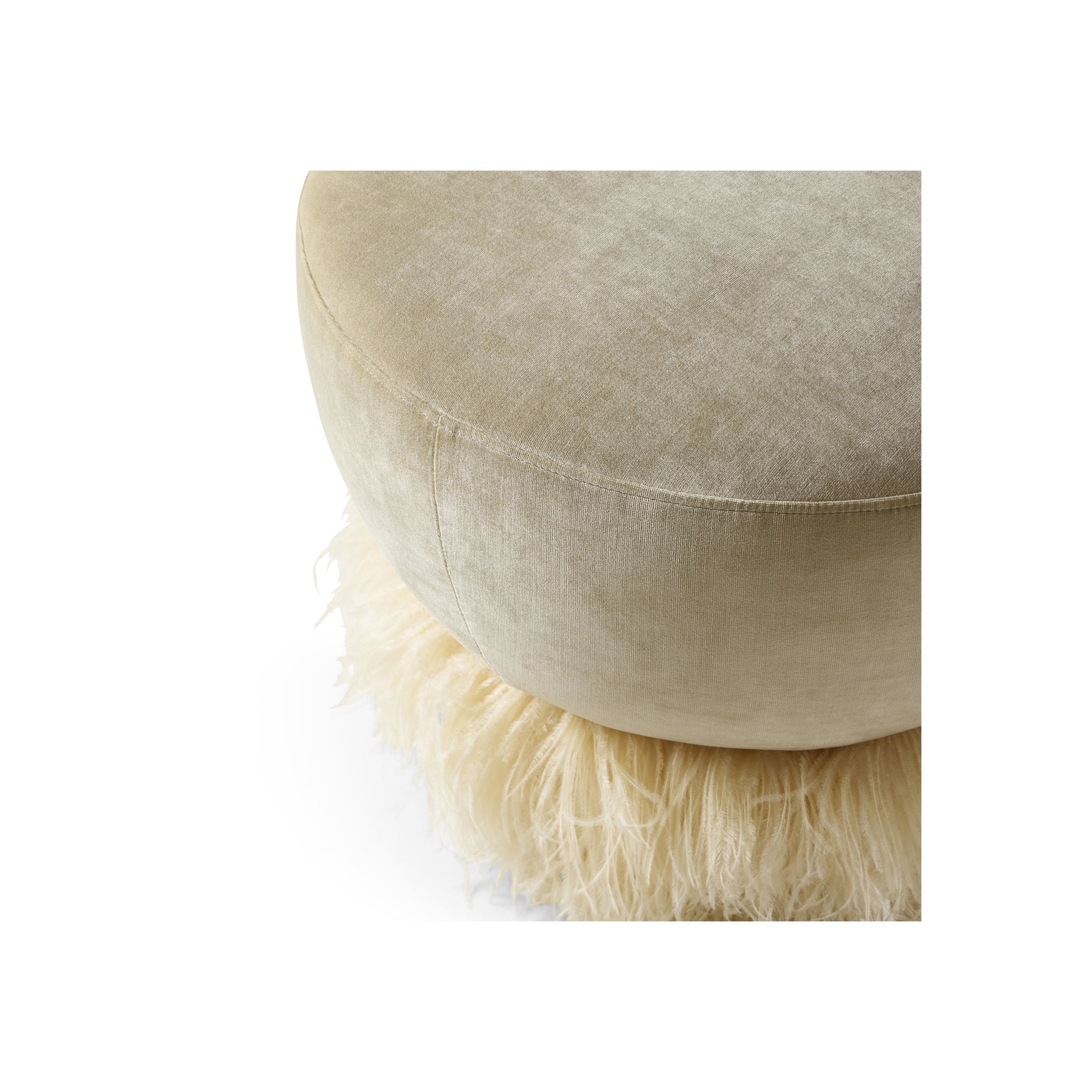 Ostrich Fluff Ottoman Cream Velvet Medium