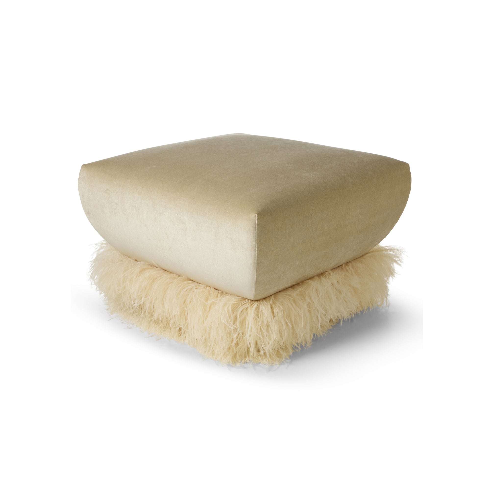 Ostrich Fluff Ottoman Cream Velvet