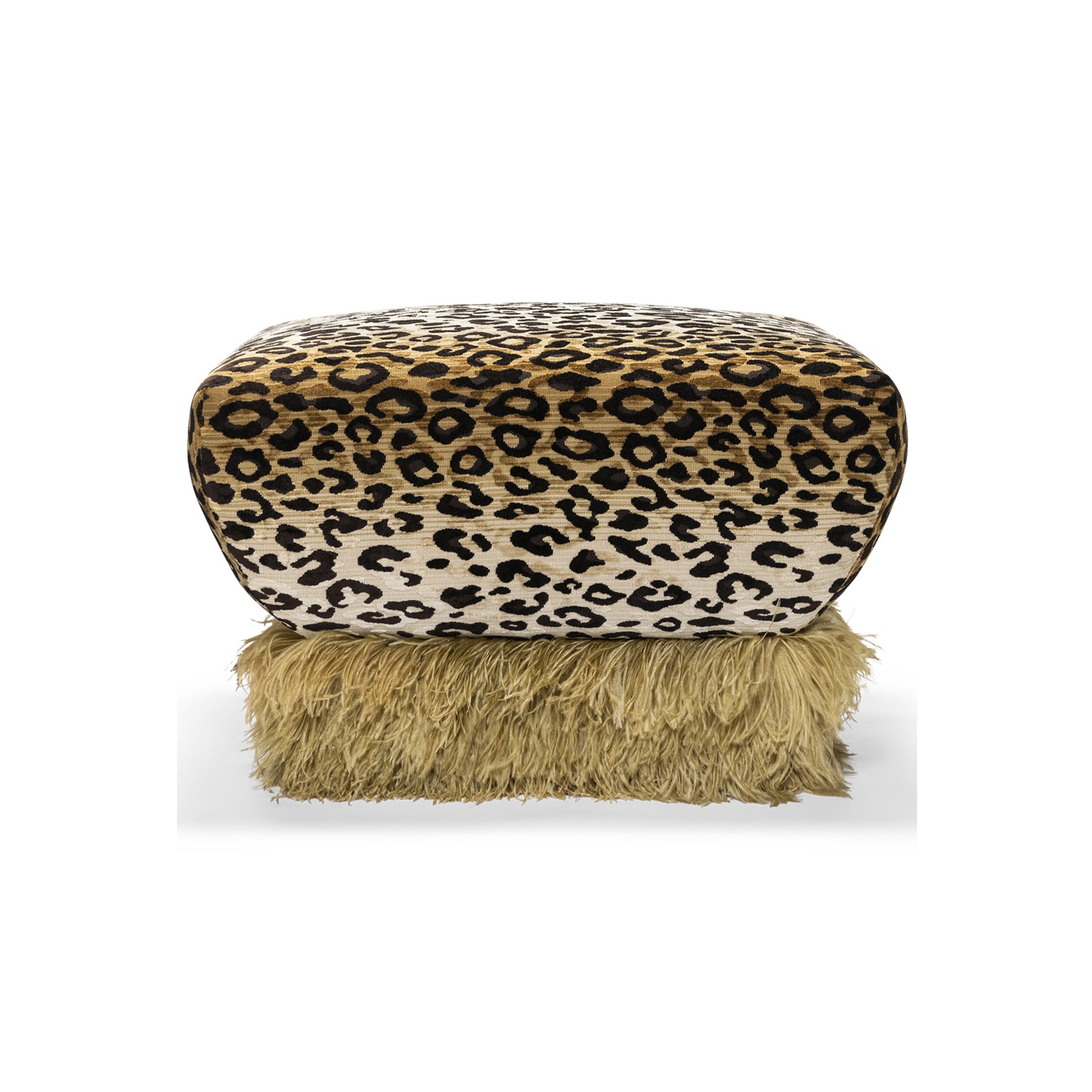 Ostrich Fluff Leopard Ottoman - Egg Designs