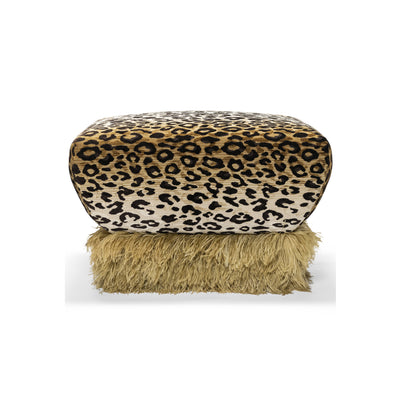 Ostrich Fluff Leopard Ottoman - Egg Designs