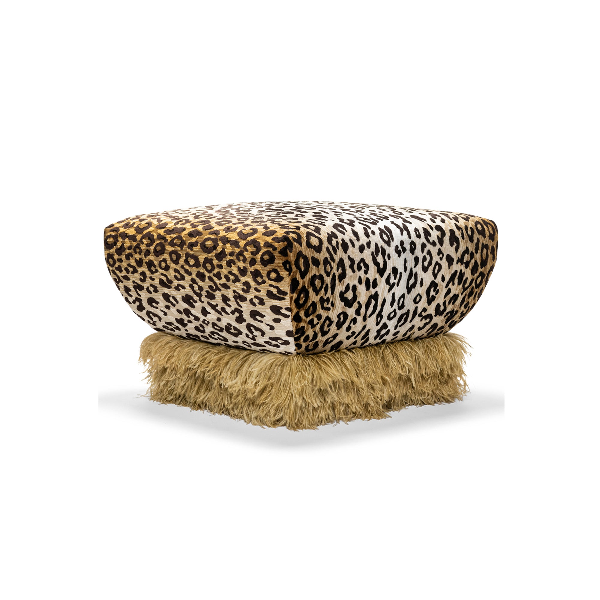 Ostrich Fluff Leopard Ottoman - Egg Designs
