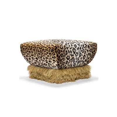 Ostrich Fluff Leopard Ottoman - Egg Designs
