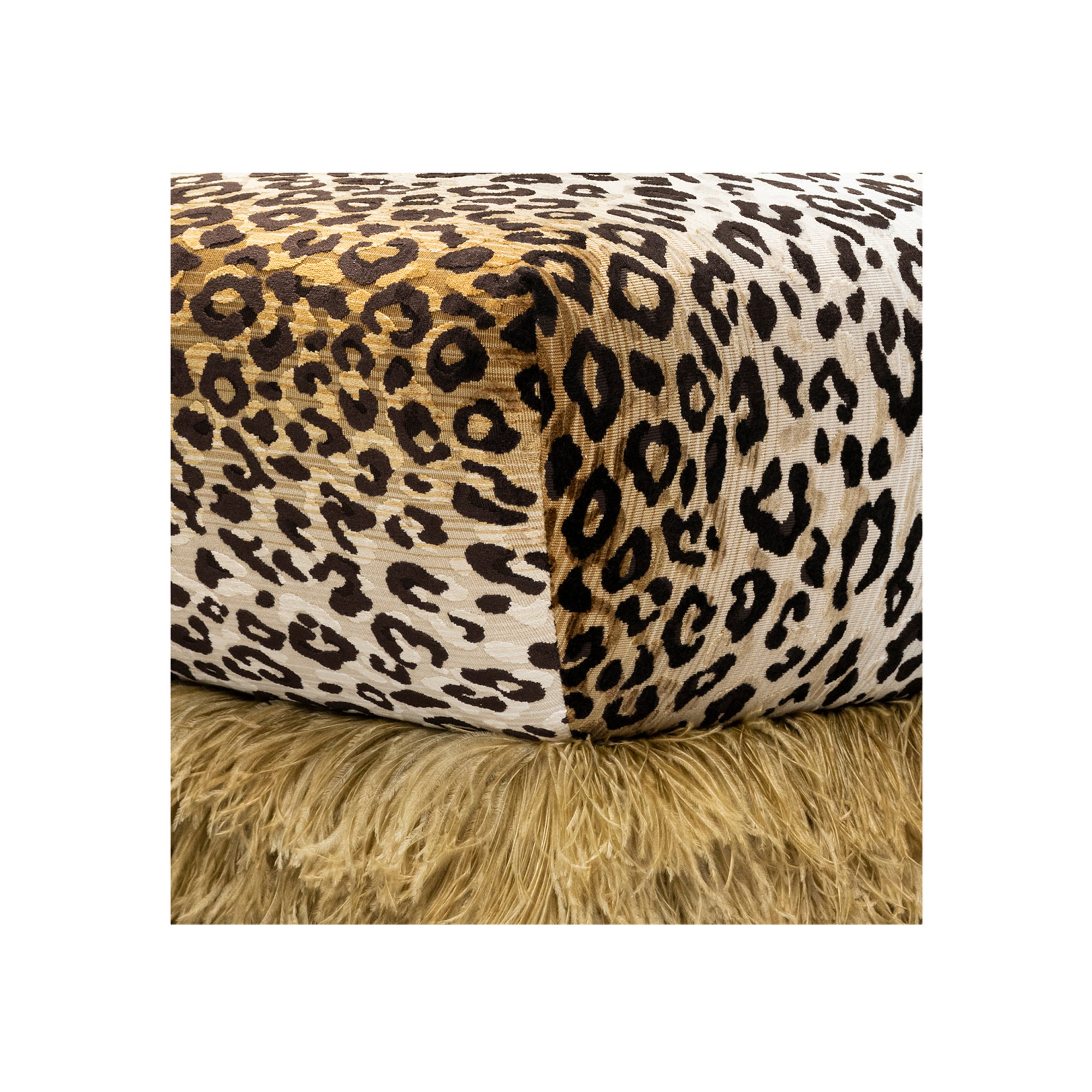 Ostrich Fluff Leopard Ottoman - Egg Designs