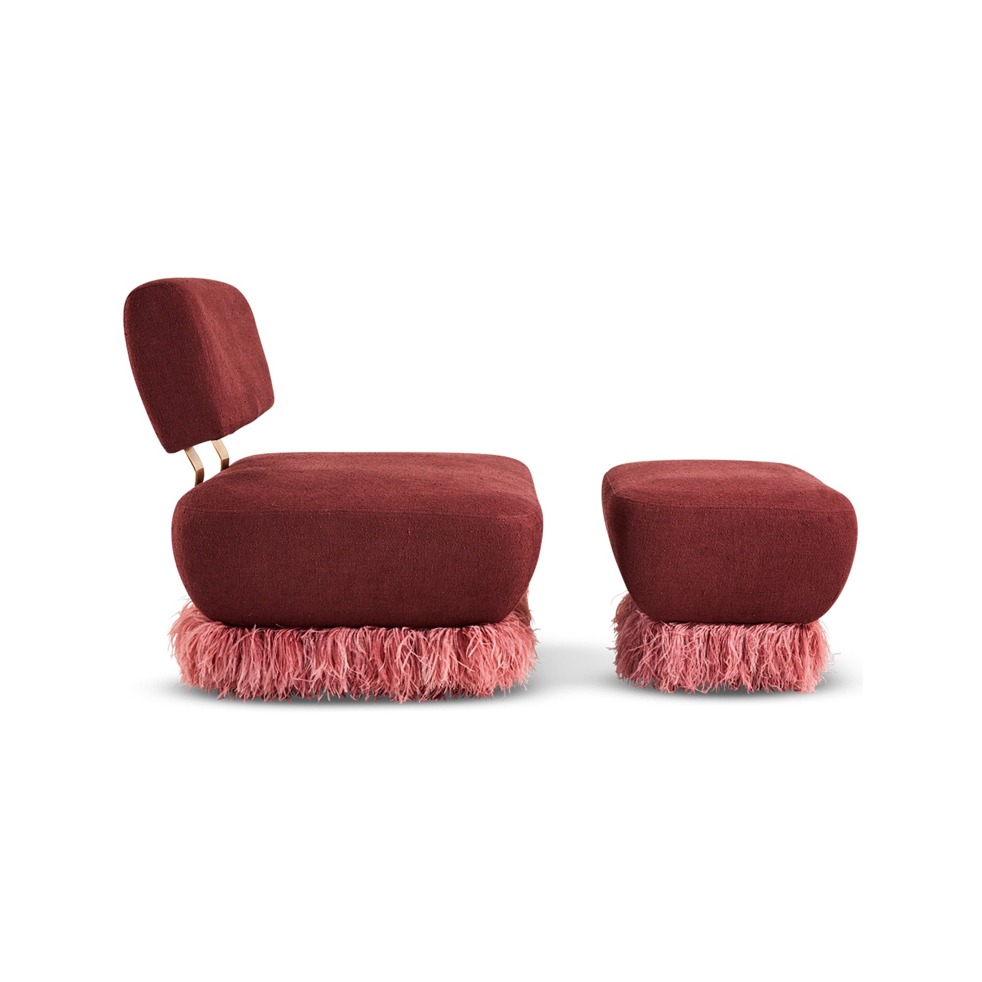 Plum Ostrich Fluff Ottoman - Egg Designs