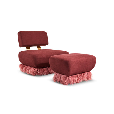 Plum Ostrich Fluff Ottoman - Egg Designs